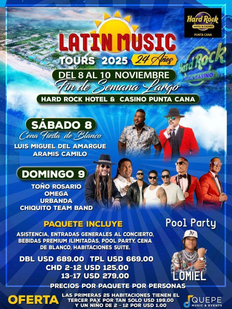 Imagen relacionada con “Latin Music Tours 2025” anuncia fascinante cartelera de fin de semana largo en Hard Rock Hotel & Casino de Punta Cana