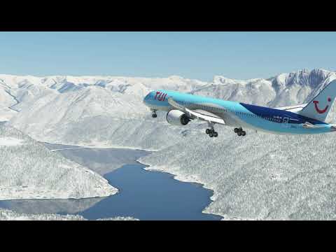 suiza:-aterrizaje-sobre-una-pista-congelada-entre-montanas-nevadas