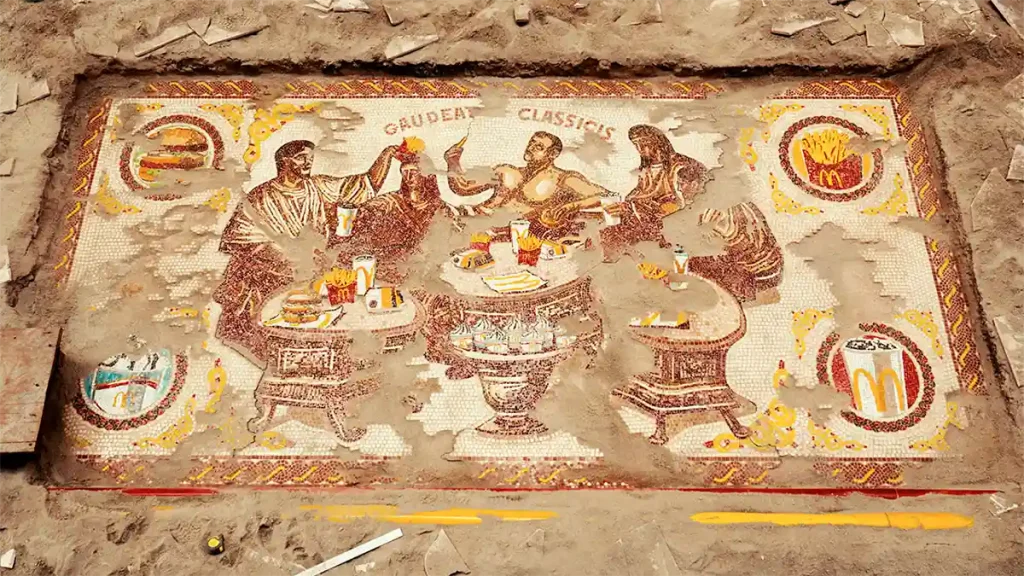mcdonald’s-se-saca-de-la-manga-un-falso-mosaico-romano-que-algunos-tildan-de-«sacrilego»